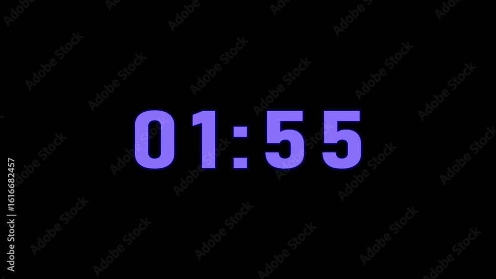 Poster 2 minute countdown timer on green background .tow minute stopwatch , analog clock icon, motion text 
