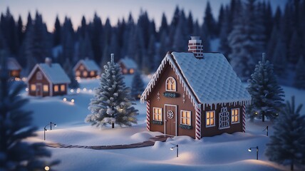 Enchanting gingerbread village winter wonderland scene gingerbread house snow