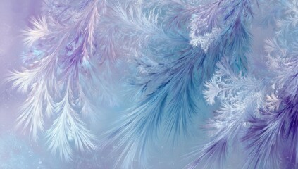 Frosty branches, winter scene, pastel hues, magical background, holiday card