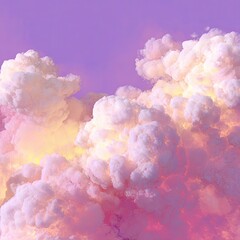Pink and white cloudscape at sunset, digital rendering