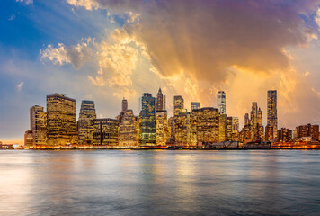 Manhattan waterfront at night