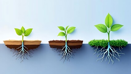  “Set up an experiment to study the effects of different soil types (e.g., sandy, clay, loam) on plant growth. Track growth rates, leaf color, and root development over time, and analyze which soil