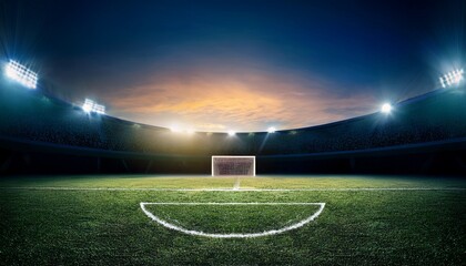 silhouette of football stadium at night illuminated goalposts ready for game