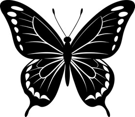 Elegant Black and White Butterfly Vector Illustration with Intricate Wing Details for Graphic Design Projects and Nature Inspired Art