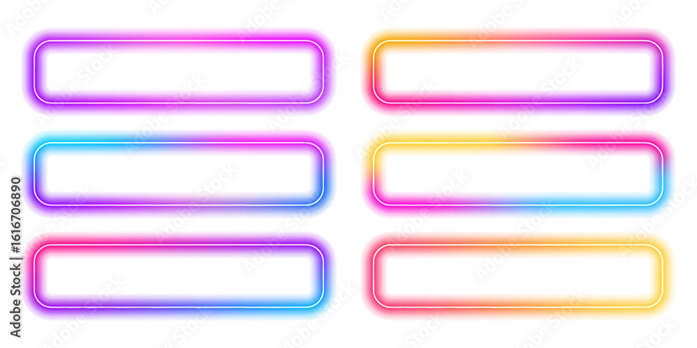 Poster square rectangular frame with two color neon motion graphics on isolated transparent background in p