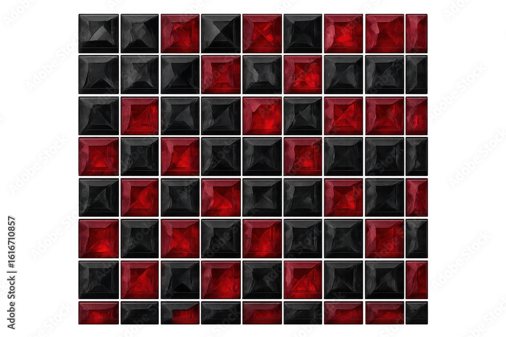 Poster seamless red and black square tiles creating a checkered pattern, perfect for backgrounds and textur