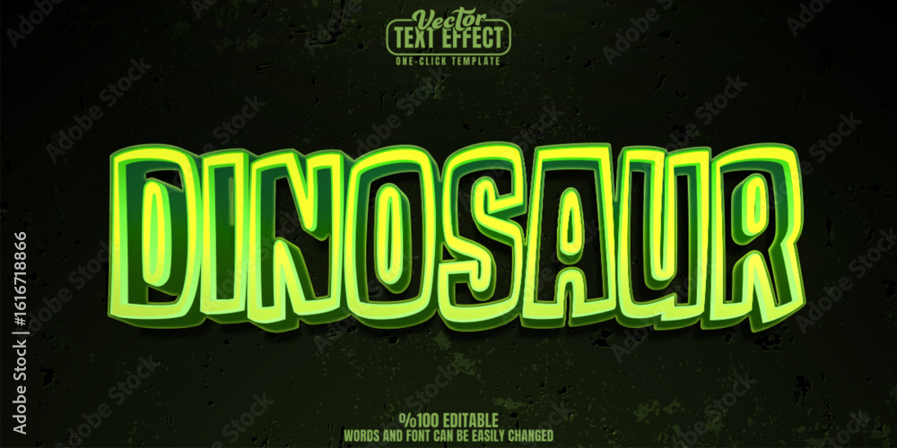 Poster dinosaur editable text effect, customizable prehistoric and jurassic 3d font style