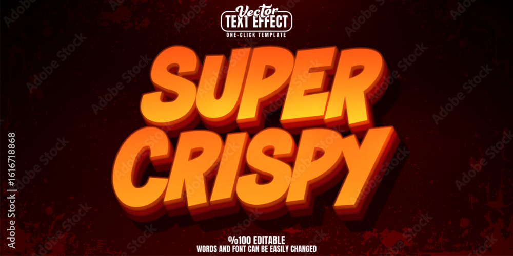 Poster crispy editable text effect, customizable food and delicious 3d font style