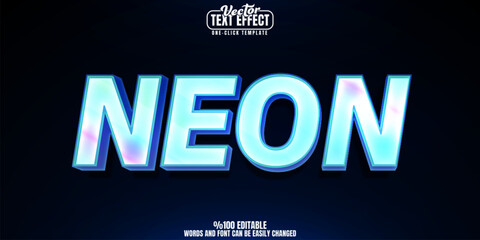 Neon editable text effect, customizable holo and glow 3d font style