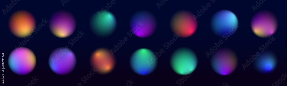 Poster round banner with neon gradient isolated on white transparent background in png vector format. round