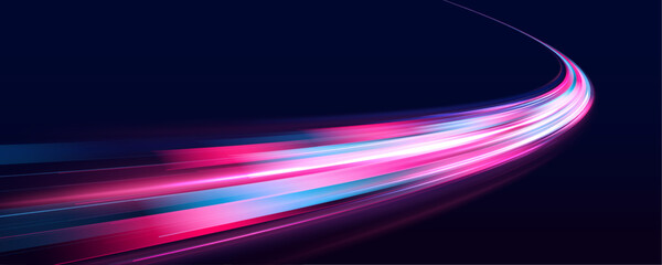 Vector blue glowing lines air flow effect. Speed connection vector background. Database fast data transfer acceleration. Big data traffic visualization, dynamic high speed data streaming traffic.