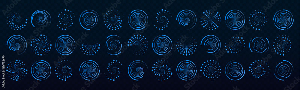 Poster large set of halftone dots in the shape of a circle on a black background. dotted circle, vintage ab