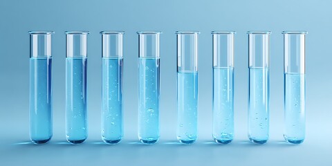 test tubes with blue liquid