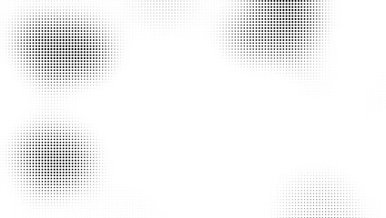 Abstract Grayscale Halftone Dot Clusters with Soft Blurry Edges on White Background for Modern Designs Vector Illustration
