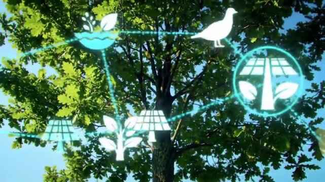 Nature's Blueprint: A vibrant visual interpretation merges the elements of nature with the latest technology. An innovative artwork celebrates eco-friendly practices and sustainability.