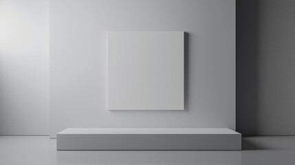 Minimalist empty gallery wall with modern platform display