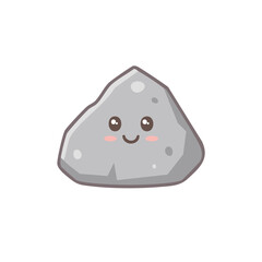 A cute smiling cartoon stone with rosy cheeks