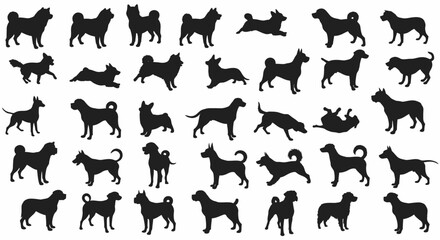 Fototapeta premium Vector Collection of Black Silhouette of a Dog