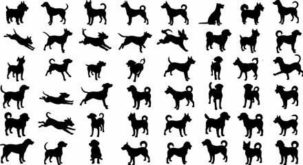 Fototapeta premium Vector Collection of Black Silhouette of a Dog