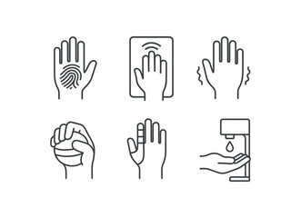 Fototapeta premium straight perfect stroke icon mono icons style isolated hand dermatoic chart hand sture sensor hand tremor monitor hand therapy ball hand prosthetic finr hand hygiene station