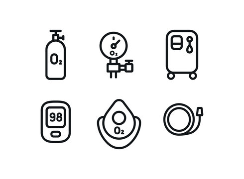 straight perfect stroke icon mono icons style isolated oyn cylinder tank oyn regulator gau oyn concentrator unit oyn saturation monitor oyn mask interface oyn supply hose