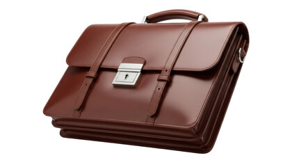 Isolated Brown Leather Briefcase
