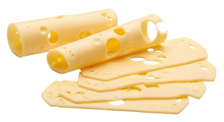 Isolated cheese slices and rolls