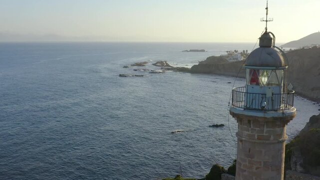 Aerial view of the lighthouse of Punta Carnero, in the province of C&aacute;diz, Andalusia, Spain, close to the Strait of Gibraltar.