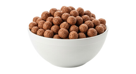Isolated Bowl of Chocolate Cereal Balls