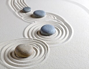 Zen garden with stones and patterns