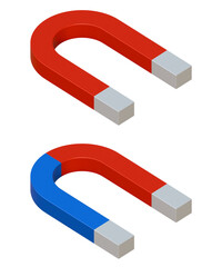 Se of magnet isolated. Set of horseshoe magnet isolated. 3d illustraton of magnets.