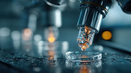 Scientific discovery: A close-up view of a microscope in laboratory