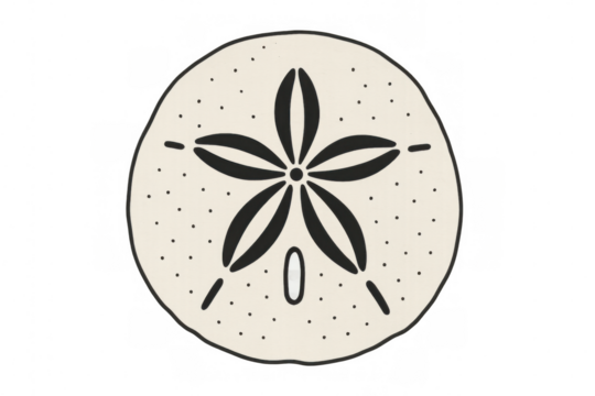 Sand dollar shell drawing, transparent backdrop highlighting marine elegance and coastal serenity