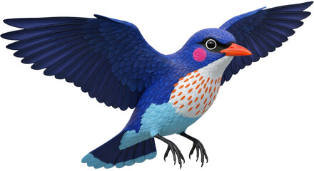 Isolated Colorful Bird with Open Wings