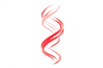 Vibrant red spiral ribbon curving dynamically, creating fluid motion with sleek transparency and contemporary abstract elegance