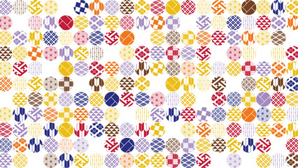 秋の季節の彩り和柄背景イラスト