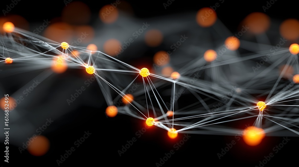 Poster network of glowing points connected by lines.