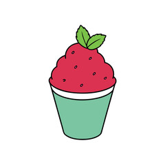 Delicious raspberry sorbet served in a clear cup adorned with fresh mint leaves