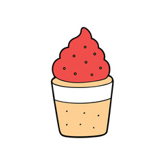 Delicious strawberry cheesecake ice cream with a crumbly biscuit base dessert illustration