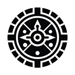 Fototapeta premium Mayan Clock Face Icon Vector Illustration