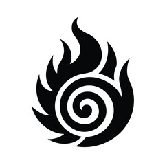 Mayan Swirl Flame Icon Vector Illustration