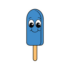 Vibrant blue raspberry popsicle with a shiny glossy coating vector illustration