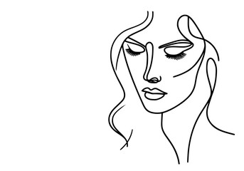One line continues line woman face