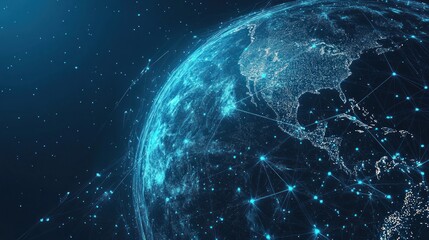 Obraz premium global connectivity illuminated a stunning representation of digital data interconnected networks and technological advancements across continents showcasing the intricate web of global communication