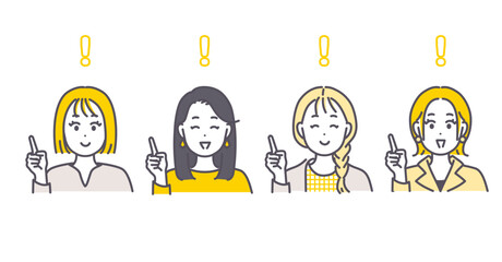 指差しをする女性のイラスト素材