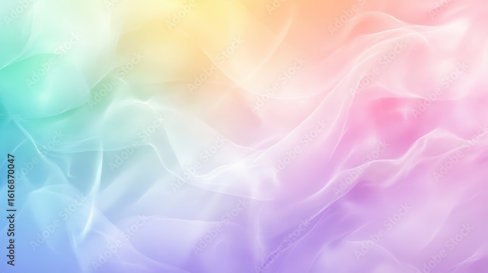 Poster rainbow pastel background with soft blur and empty space in center