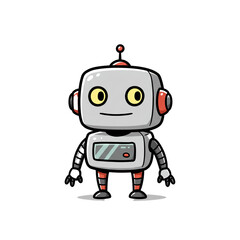 A friendly cartoon robot with big yellow eyes and a smile stands ready for the future.