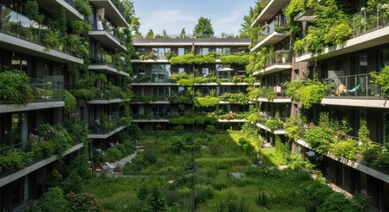 Architectural integration with nature featuring lush greenery in urban residences