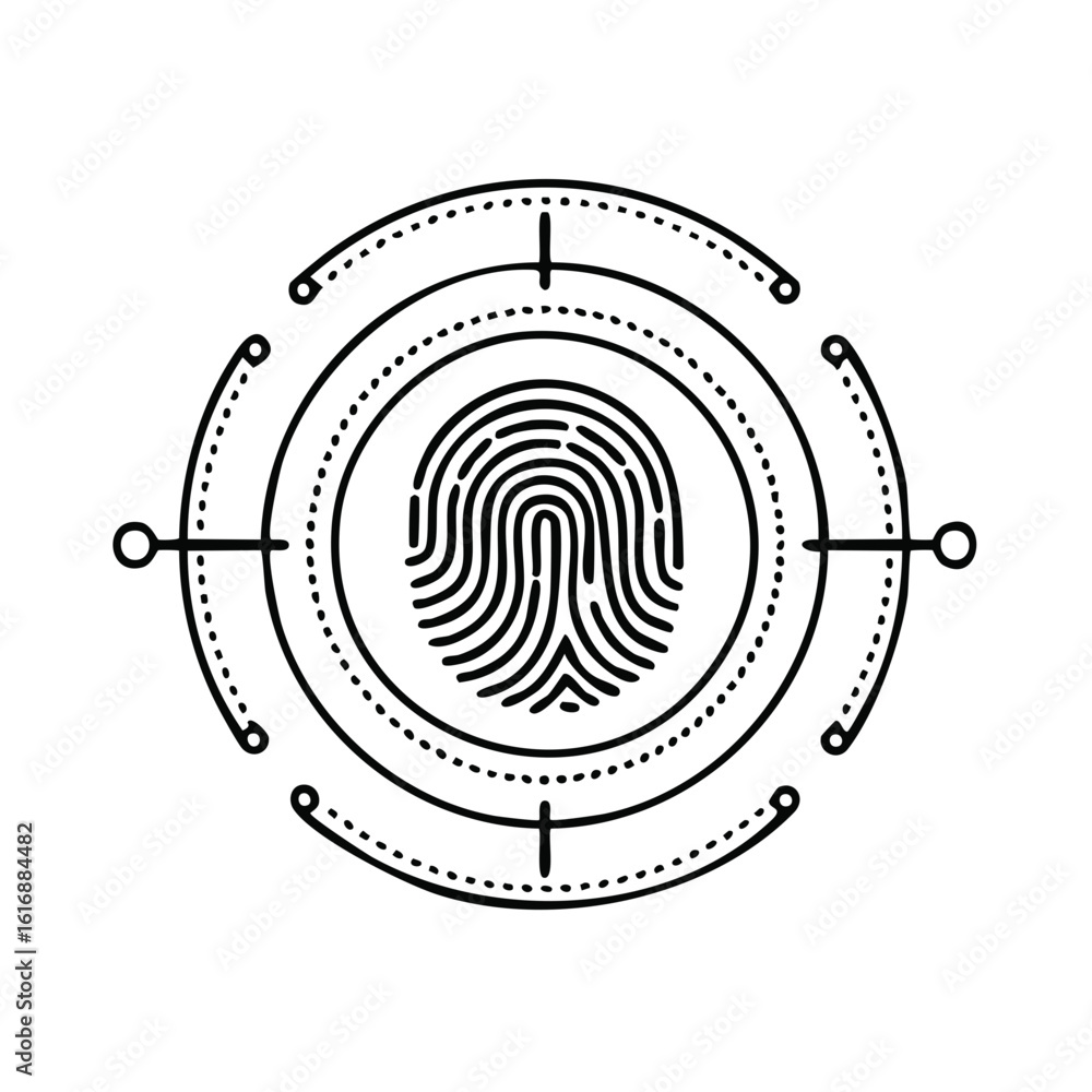Poster biometric fingerprint identification security scan target