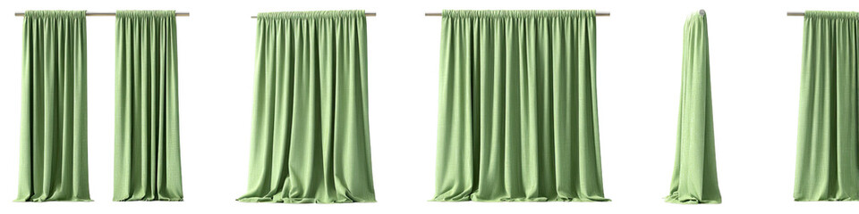 Draperies in various folds, light sage green
